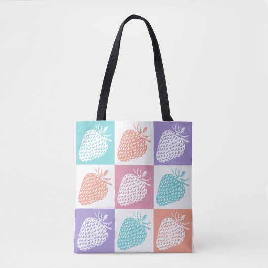 Tote Bag Strawberries Colorful Summer (Devant)