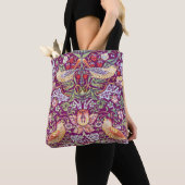 Tote Bag Strawberry Thief Red, William Morris (De près)