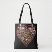 Tote Bag Streampunk Heart Ruby Valentine (Devant)