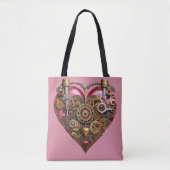 Tote Bag Streampunk Heart Ruby Valentine (Devant)