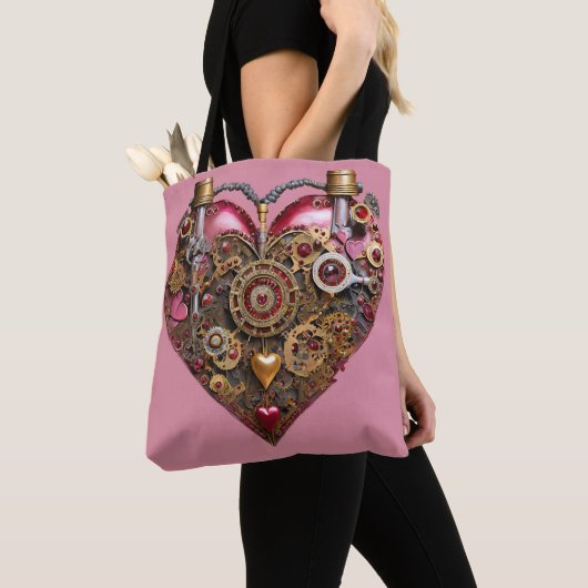 Tote Bag Streampunk Heart Ruby Valentine (De près)