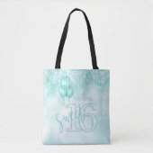 Tote Bag String Lights & Balloons Sweet 16 ID Turquoise473 (Devant)