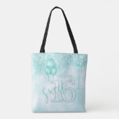 Tote Bag String Lights & Balloons Sweet 16 ID Turquoise473 (Dos)