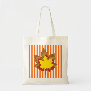 Tote Bag Stripes automnales citrouilles avec Feuilles