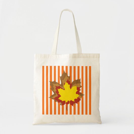 Tote Bag Stripes automnales citrouilles avec Feuilles (Devant)
