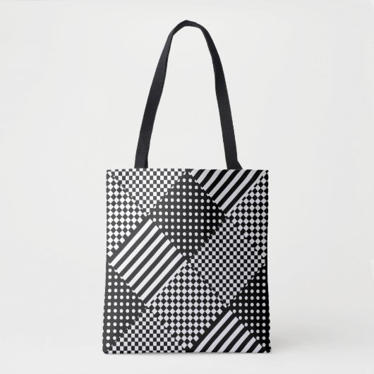 Tote Bag Stripes Check Harlequin Pois Conception mixte (Devant)
