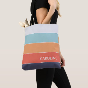 Tote Bag Stripes d'été colorées intemporelles Motif d'art