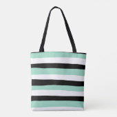 Tote Bag Stripes inégales - Mint vert, blanc et noir (Dos)