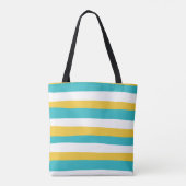 Tote Bag Stripes inégales - Turquoise et Jaune (Dos)