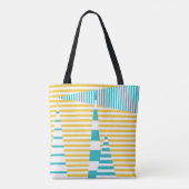 Tote Bag Stripes on Stripes - Turquoise et Jaune (Dos)