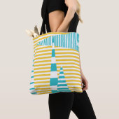 Tote Bag Stripes on Stripes - Turquoise et Jaune (De près)