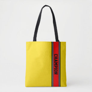 Tote Bag STRIPES SPORTIVES - feu rouge, noir, blanc