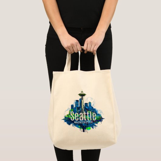 Tote Bag Stroke Skyline de Seattle (Devant (produit))