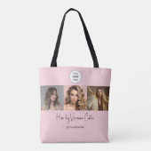 Tote Bag Studio de coiffure photo Logo Script Rose Pâle (Dos)