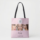 Tote Bag Studio de Maquillage de Photo Script Rose Pâle (Devant)
