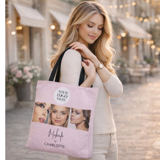 Tote Bag Studio de Maquillage de Photo Script Rose Pâle