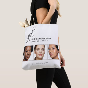 Tote Bag Studio de Maquillage Photo Logo Script Élégant Noi