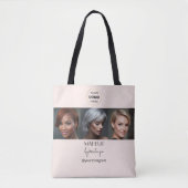 Tote Bag Studio de Maquillage Photo Logo Script Noir Rose B (Devant)
