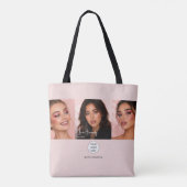 Tote Bag Studio de Maquillage Photo Logo Script Rose Éclair (Dos)