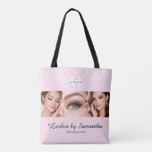 Tote Bag Studio de Maquillage Photo Logo Script Rose Pâle (Dos)