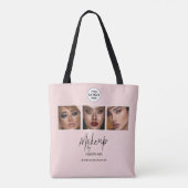 Tote Bag Studio de Maquillage Photo Logo Script Rose Pâle (Dos)