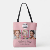 Tote Bag Studio de Maquillage Photo Logo Script Rose Pâle (Dos)