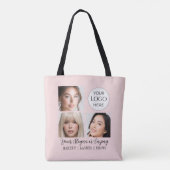 Tote Bag Studio de Maquillage Photo Logo Script Rose Pâle (Dos)