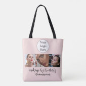Tote Bag Studio de Maquillage Photo Logo Script Rose Pâle (Dos)
