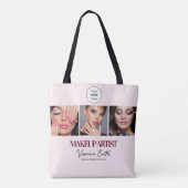 Tote Bag Studio de Maquillage Photo Logo Script Rose Pâle (Dos)