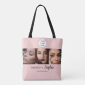 Tote Bag Studio de Maquillage Photo Logo Script Rose Pâle (Dos)