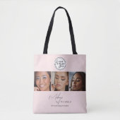 Tote Bag Studio de Maquillage Photo Logo Script Rose Pâle (Devant)