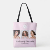Tote Bag Studio de Maquillage Photo Logo Script Rose Pâle (Dos)
