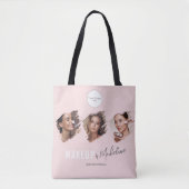 Tote Bag Studio de Maquillage Photo Logo Script Rose Pâle (Devant)