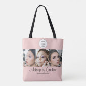 Tote Bag Studio de Maquillage Photo Logo Script Rose Pâle (Dos)