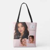 Tote Bag Studio de Maquillage Photo Logo Script Rose Pâle (Dos)