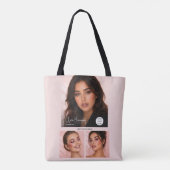 Tote Bag Studio de Maquillage Photo Logo Script Rose Pâle (Dos)