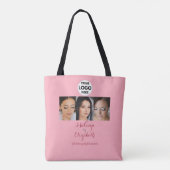 Tote Bag Studio de Maquillage Photo Logo Script Rose Pâle (Dos)
