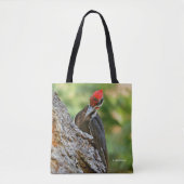 Tote Bag Stunning Portrait of Pileated Woodpecker on Tree (Devant)