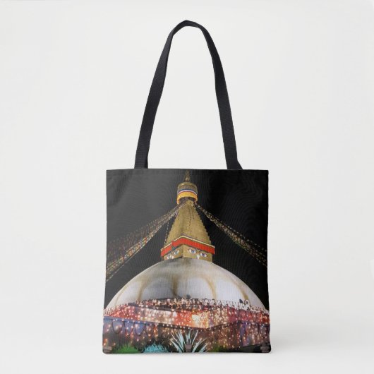 Tote Bag Stupa Boudhanath, Katmandou la nuit - Népal (Devant)