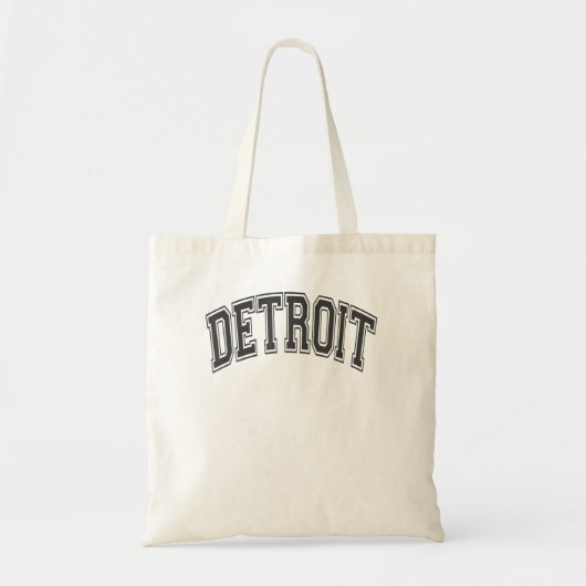 Tote Bag Style Argé Détroit Texte Noir Avec Impression Noir (Devant)