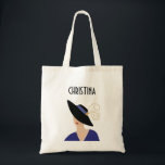 Tote Bag Style Art Déco des années 1930 Femme en Casquette<br><div class="desc">Sac fourre-tout personnalisé avec imprimé style art déco de fille des années 1930. Idéal pour un week-end de bachelorette !</div>