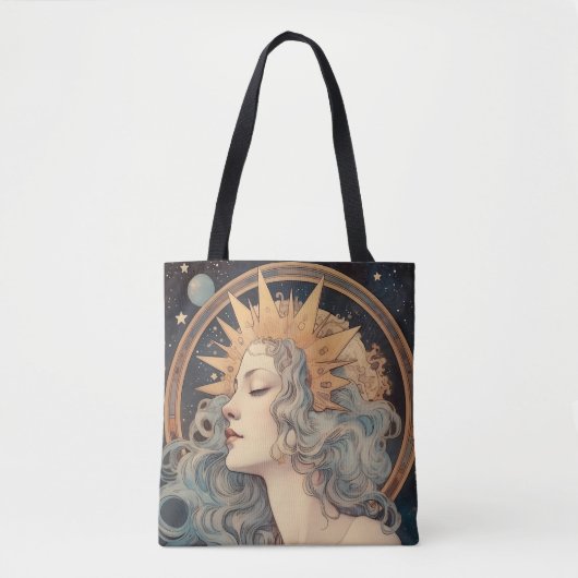 Tote Bag Style Art Nouveau Lune Stars Princess (Devant)