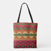 Tote Bag Style Aztec Sud-Ouest rose Vert et Brown (Dos)