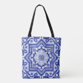 Tote Bag Style azulejo en céramique craquée bleue Azulejo V (Dos)