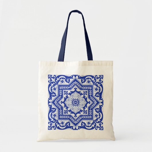 Tote Bag Style azulejo en céramique craquée bleue Azulejo V (Devant)