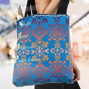 Tote Bag Style bleu Damask