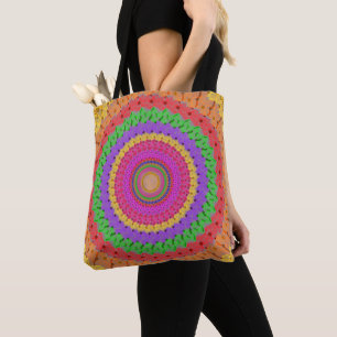 Tote Bag Style Crochet jaune à boule Mandala -