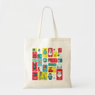 Tote Bag Style de dessin du calendrier de l'Avent Noël