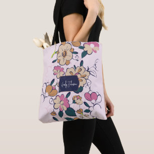 Tote Bag Style de dessin floral de prairie bohème