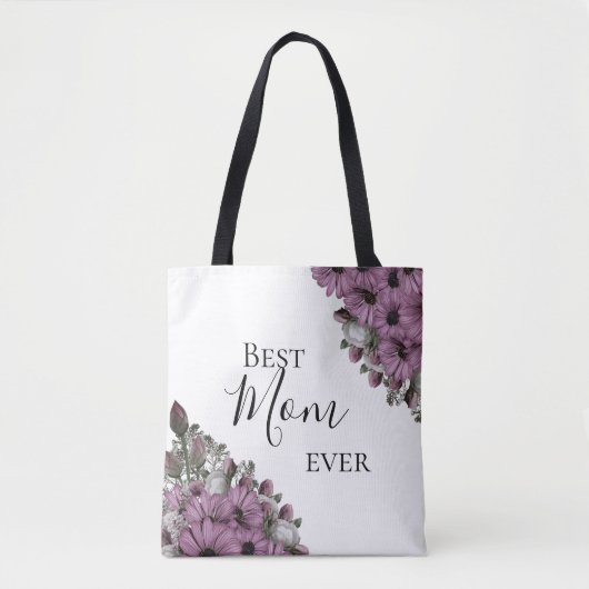 Tote Bag Stylé Floral Meilleure Maman Jamais (Devant)